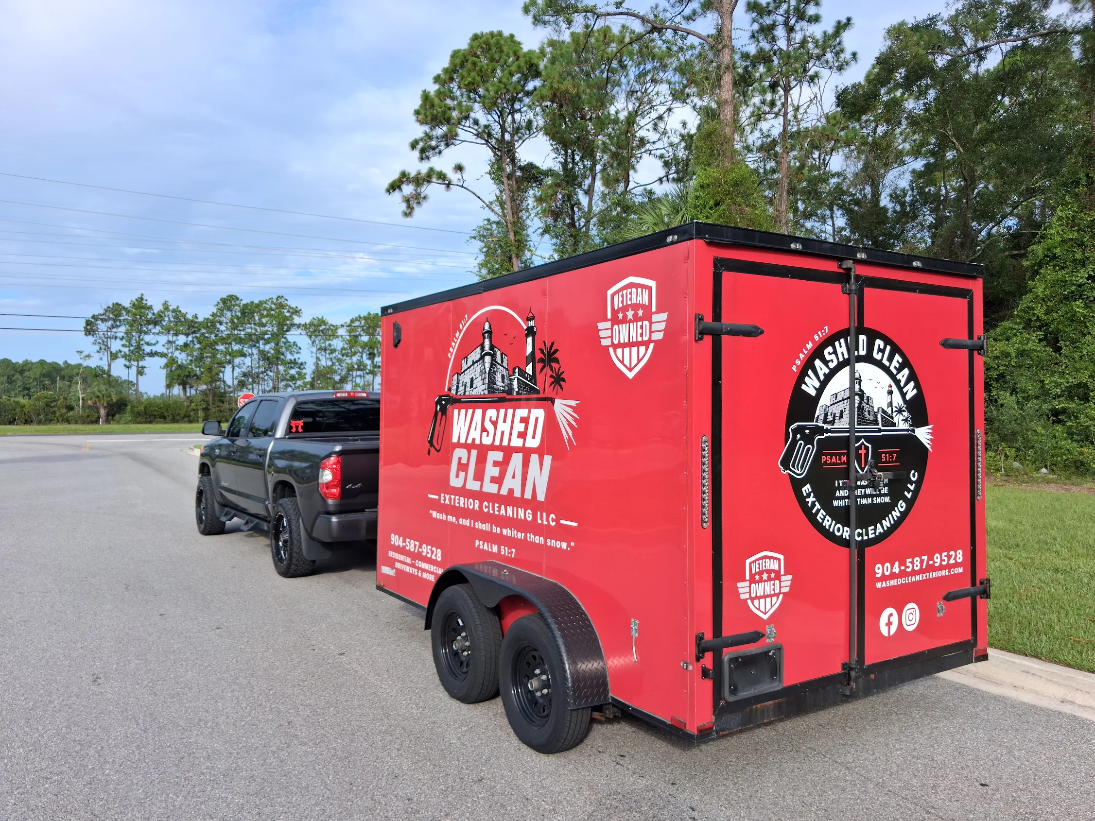 Washed Clean commercial trailer wrap completed by Luna Labs